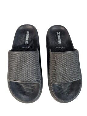 Cushionaire Black Feather Pillow Slide Sandals for Women – Size 9